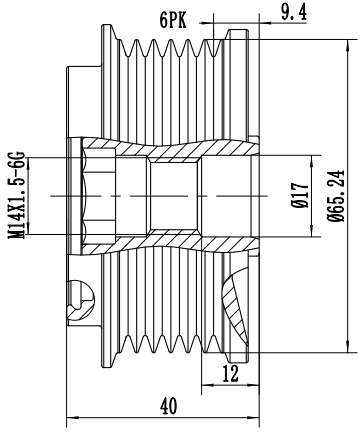 FYD51080 Overrunning Alternator Pulley