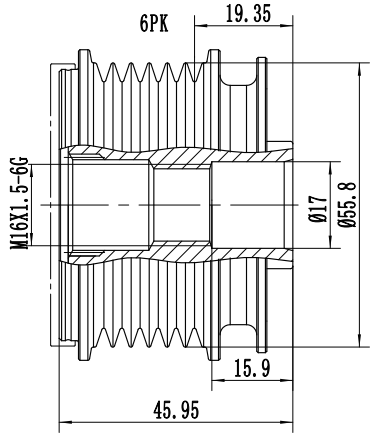 FYD51682 Overrunning Alternator Pulley