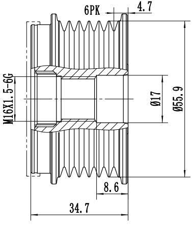 FYD51696 Overrunning Alternator Pulley