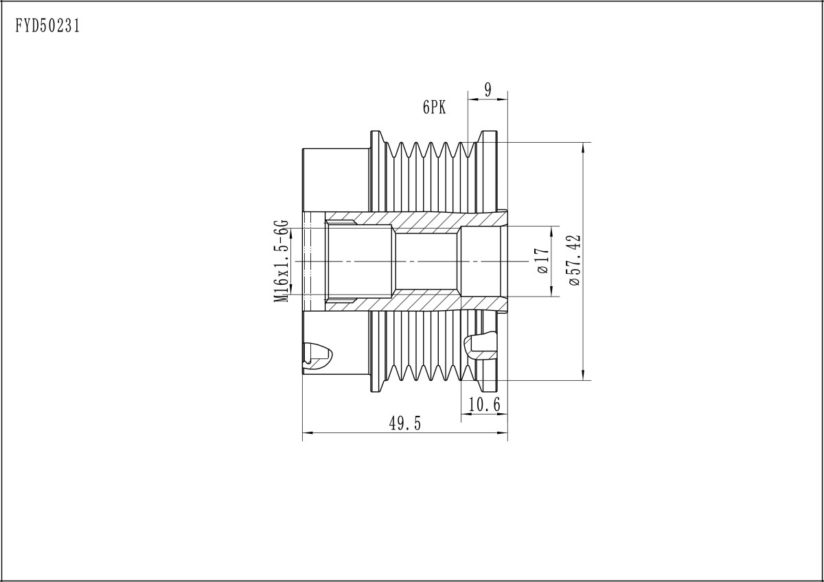 FYD50231 Overrunning Alternator Pulley
