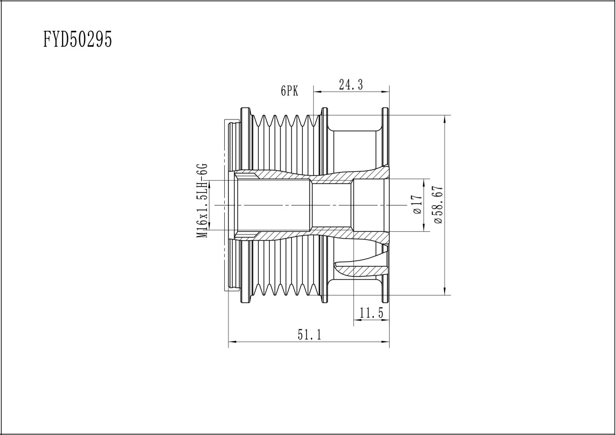 FYD50295 Overrunning Alternator Pulley