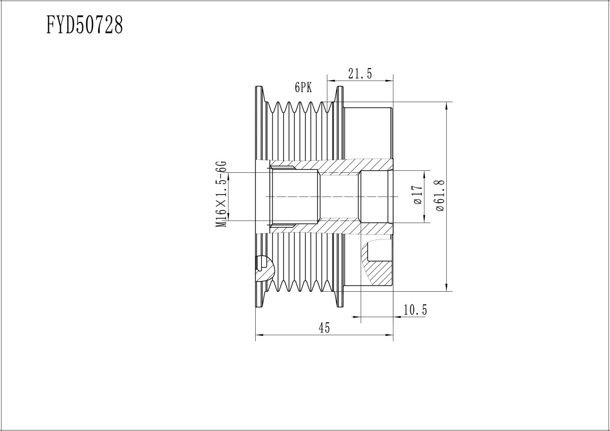 FYD50728 Overrunning Alternator Pulley