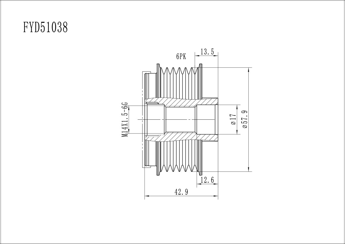 FYD51038 Overrunning Alternator Pulley