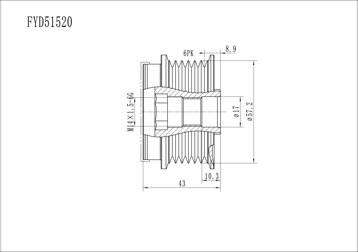 FYD51520 Overrunning Alternator Pulley