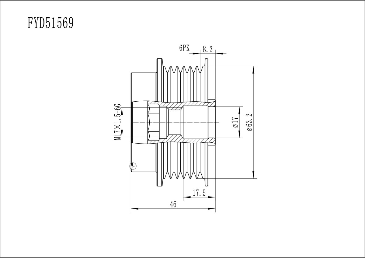 FYD51569 Overrunning Alternator Pulley