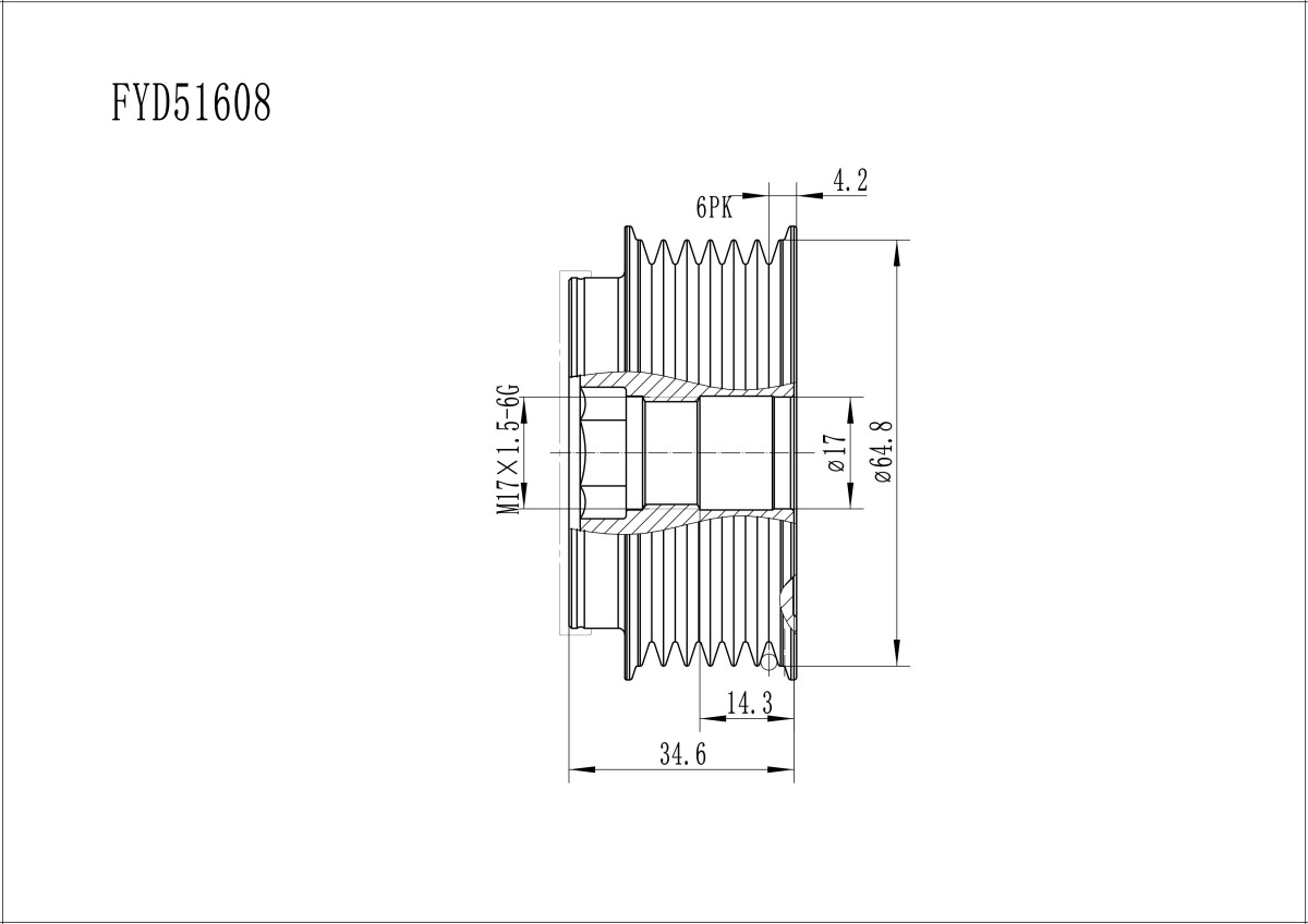 FYD51608 Overrunning Alternator Pulley